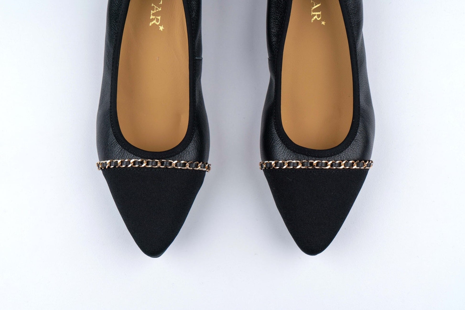SS23001 Pointy Leather pumps with chain detail and extra cushion( new arrival ) Pumps Sam Star Shoes 