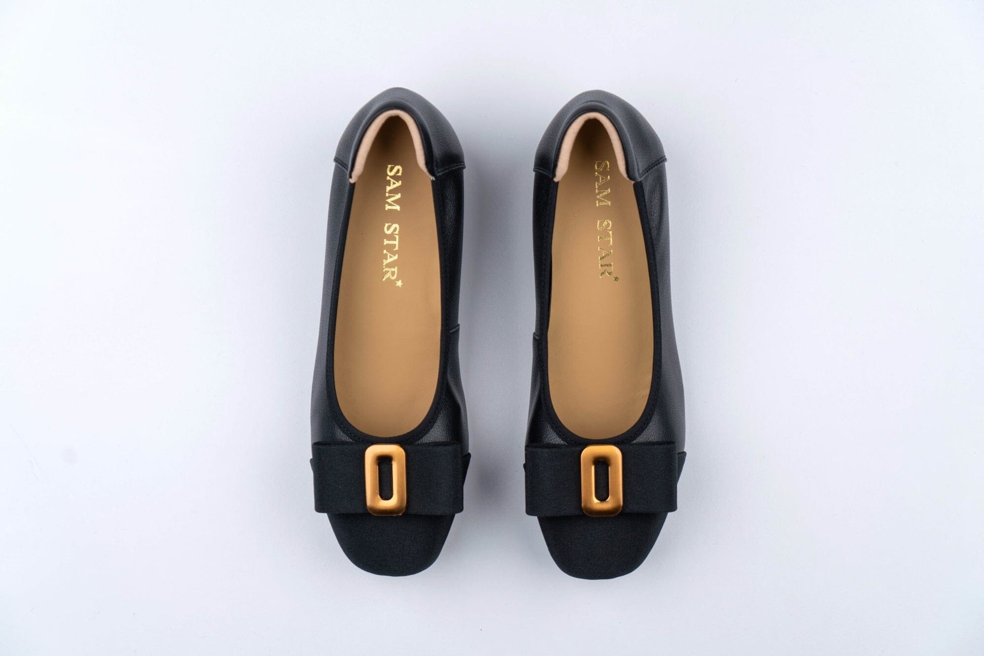 SS23002 Leather pumps with bow& gold buckle block heel ( new arrival ) Pumps Sam Star shoes Black 37/4 