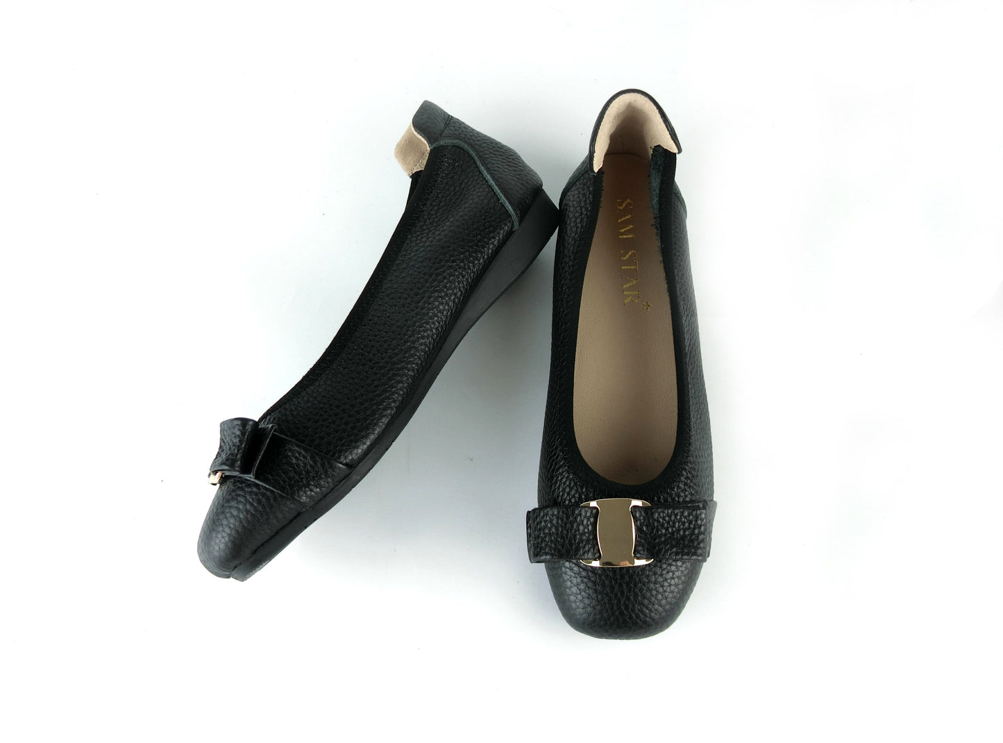 163-13 Leather pumps with gold buckle ( SALE ) Pumps Sam Star shoes Black 37/4 