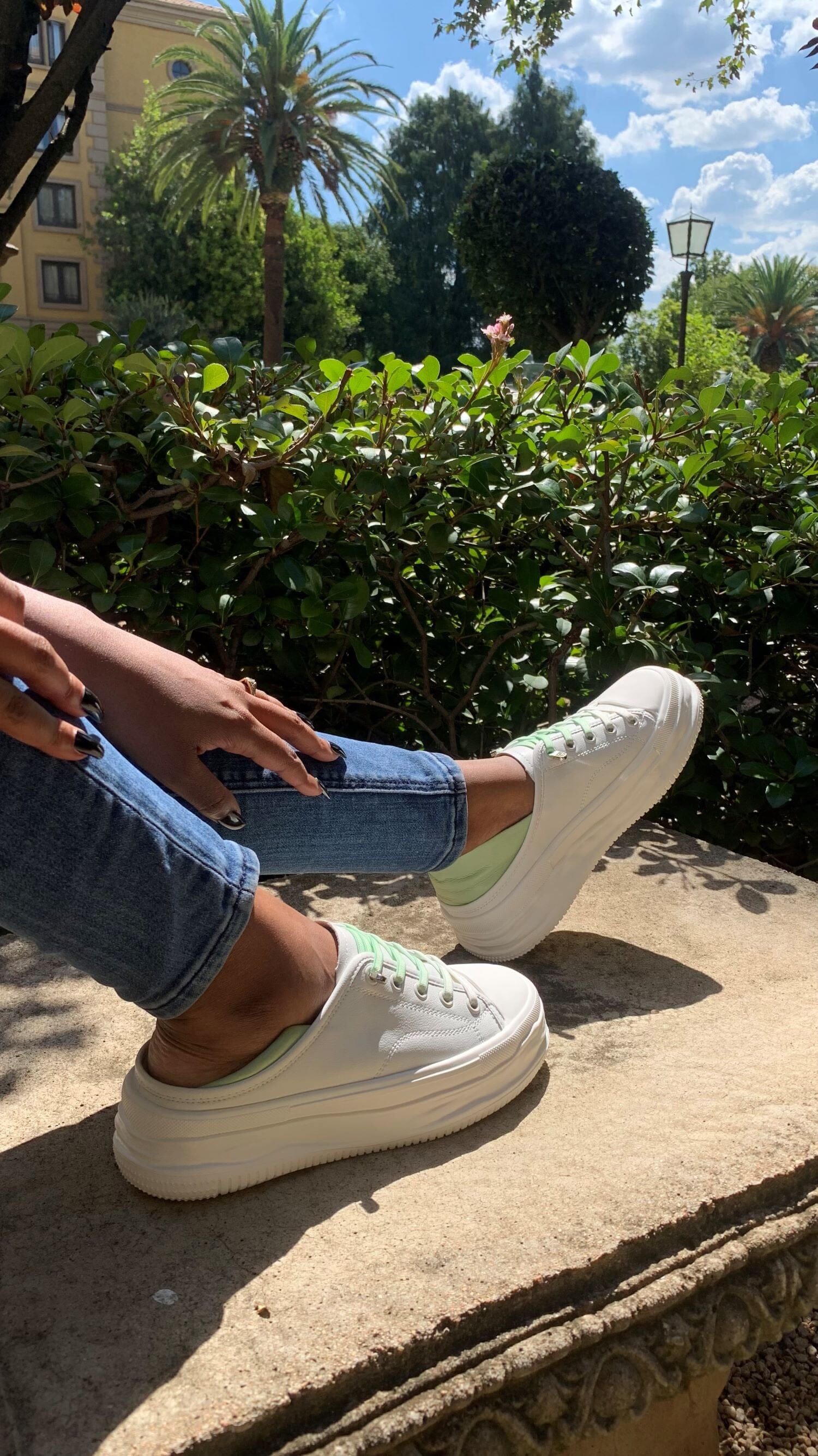 SS23003 Genuine leather white sneakers with cushions- Mint and Pale blue sneakers Sam Star Shoes 