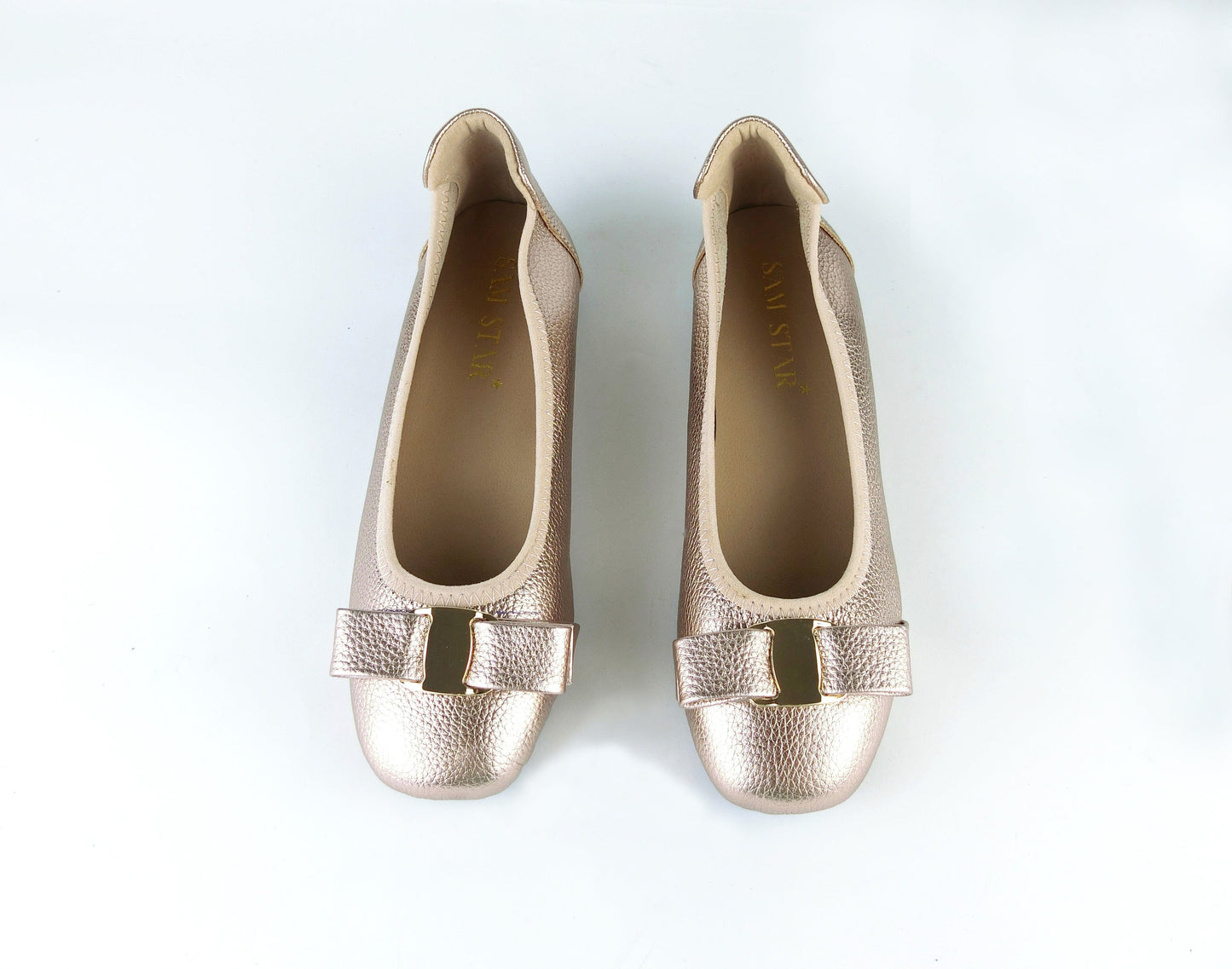 163-13 Leather pumps with gold buckle ( SALE ) Pumps Sam Star shoes Rosegold 36/3 